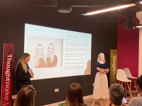 Laura and Rachel speaking at the female tech founder event. 