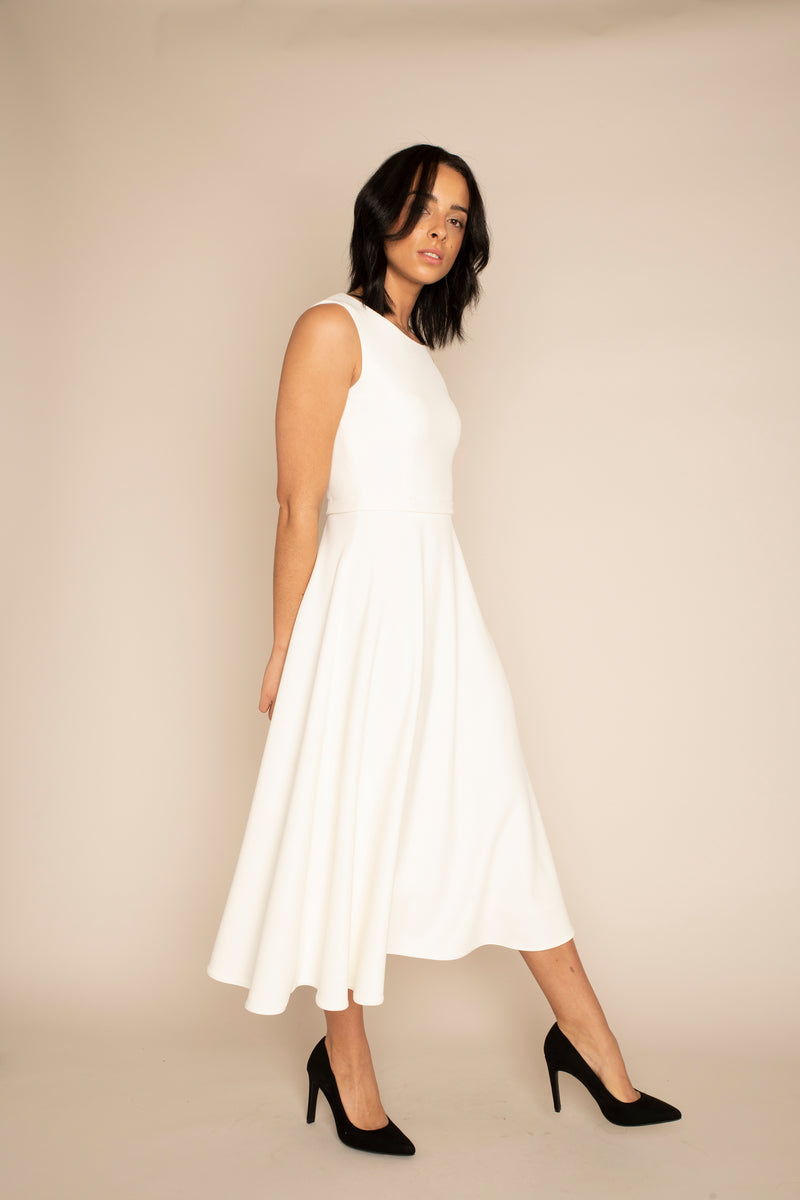 Ivory Sleeveless ELEANOR Top with the Ivory Midi Elizabeth Skirt with our signature Careaux zip around the waist.