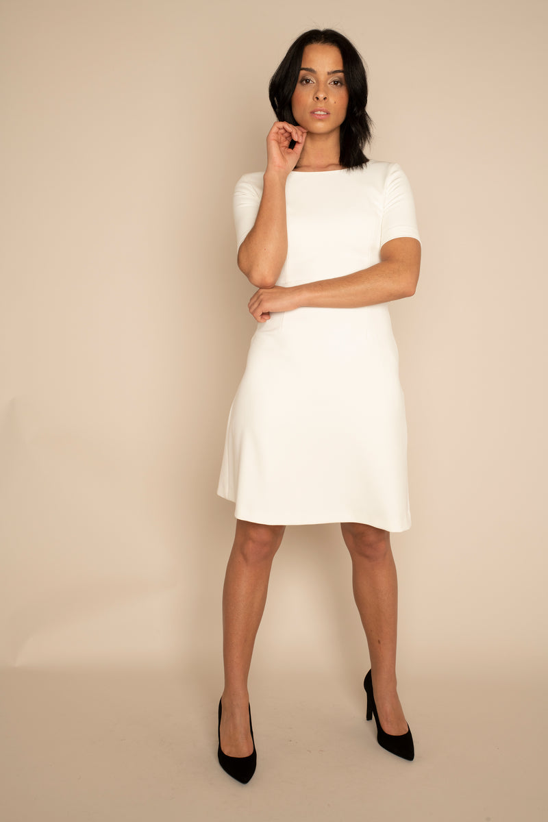 Ivory Sleeved Catherine Top with the Ivory A-Line Victoria Skirt with our signature Careaux zip around the waist.